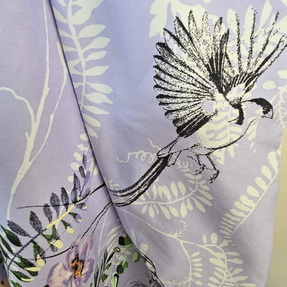 I.N.C. Floral Lavender Dress with Tie Front Size L 100% Cotton - Picture 9 of 16